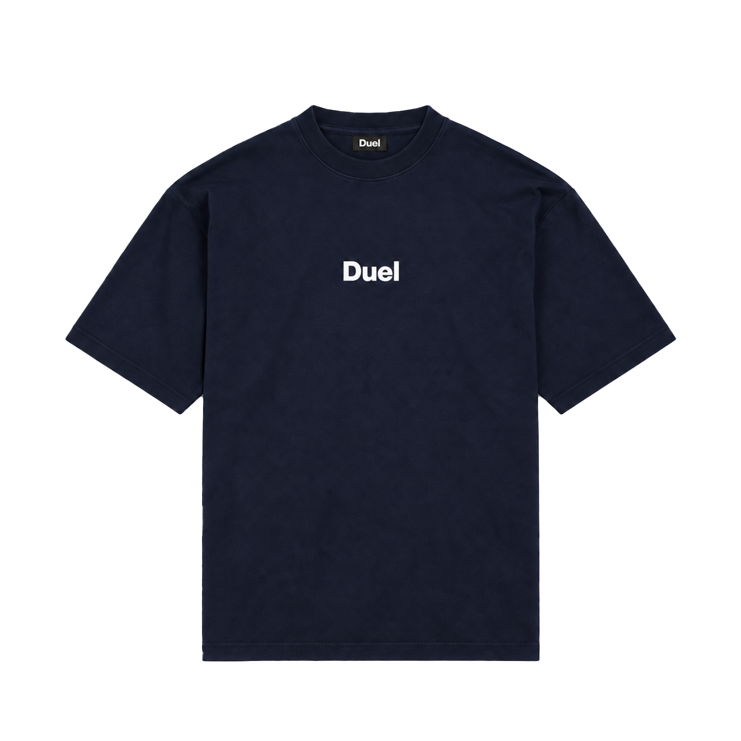 Navy Duel t-shirt with a small white Duel logo